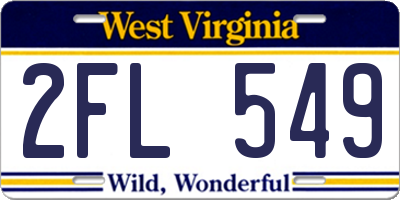 WV license plate 2FL549