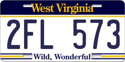 WV license plate 2FL573