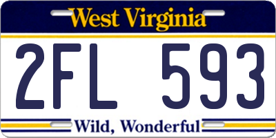 WV license plate 2FL593