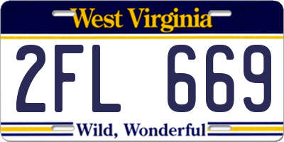 WV license plate 2FL669