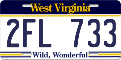 WV license plate 2FL733