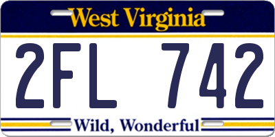 WV license plate 2FL742
