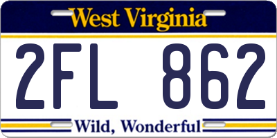 WV license plate 2FL862