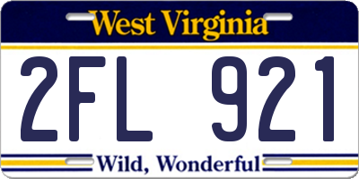 WV license plate 2FL921