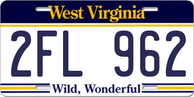 WV license plate 2FL962