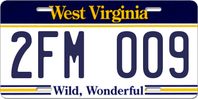 WV license plate 2FM009