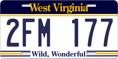 WV license plate 2FM177