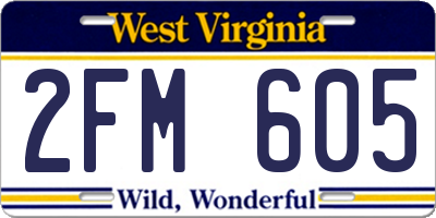 WV license plate 2FM605