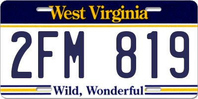 WV license plate 2FM819