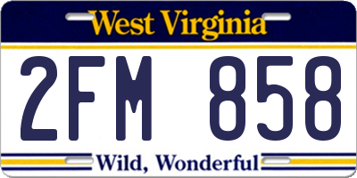 WV license plate 2FM858