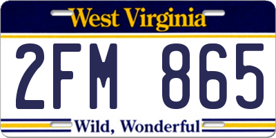 WV license plate 2FM865