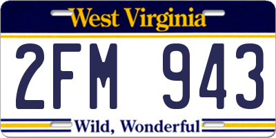 WV license plate 2FM943