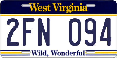 WV license plate 2FN094