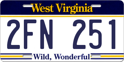 WV license plate 2FN251