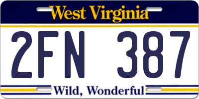 WV license plate 2FN387