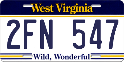 WV license plate 2FN547