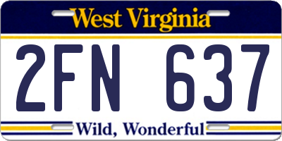 WV license plate 2FN637