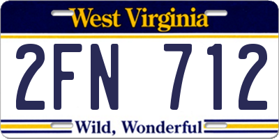WV license plate 2FN712