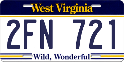 WV license plate 2FN721