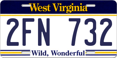 WV license plate 2FN732