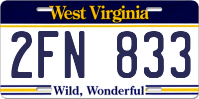 WV license plate 2FN833