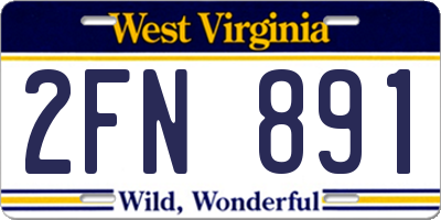 WV license plate 2FN891