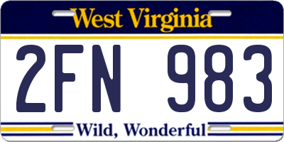 WV license plate 2FN983