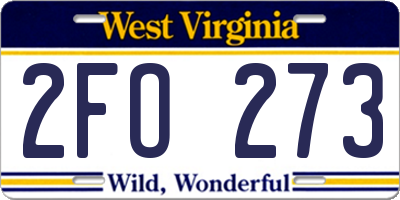 WV license plate 2FO273