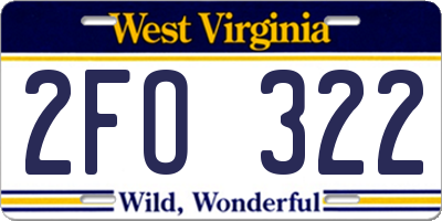 WV license plate 2FO322
