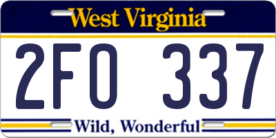 WV license plate 2FO337