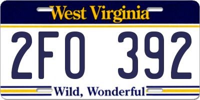 WV license plate 2FO392