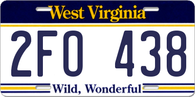 WV license plate 2FO438