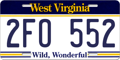 WV license plate 2FO552