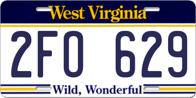 WV license plate 2FO629