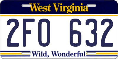 WV license plate 2FO632