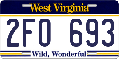 WV license plate 2FO693
