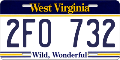 WV license plate 2FO732