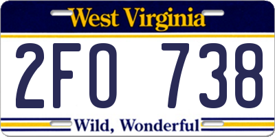 WV license plate 2FO738
