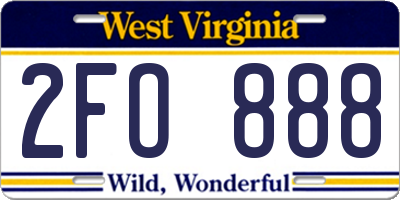 WV license plate 2FO888