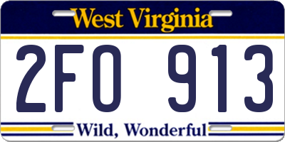 WV license plate 2FO913