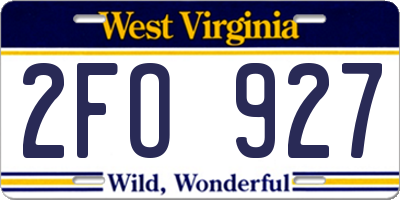 WV license plate 2FO927