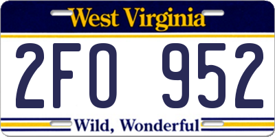 WV license plate 2FO952