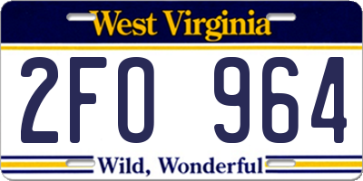 WV license plate 2FO964