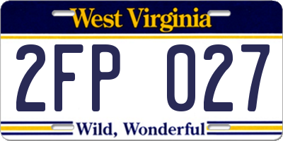 WV license plate 2FP027