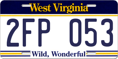 WV license plate 2FP053