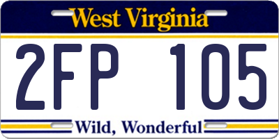 WV license plate 2FP105