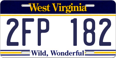 WV license plate 2FP182
