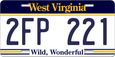 WV license plate 2FP221