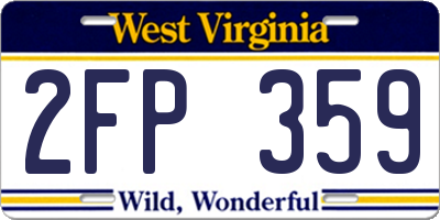 WV license plate 2FP359