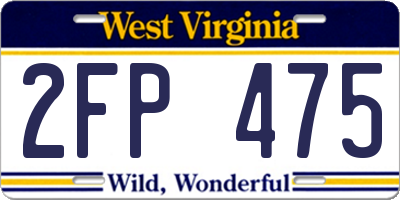 WV license plate 2FP475